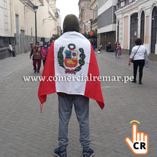 Cargar imagen en el visor de la galería, Bandera de Perú 135x85cm de Tela Lanilla Buena Calidad Con o Sin Escudo