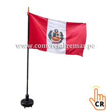 Cargar imagen en el visor de la galería, Bandera de Perú Estandarte para Exteriores e Inmuebles con Base y Asta de Madera