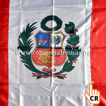 Cargar imagen en el visor de la galería, Bandera de Perú Grande de Tela Raso Con o Sin Escudo con Ojales