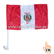 Cargar imagen en el visor de la galería, Banderas de Perú para Carro de Tela Raso Con o Sin Escudo (PAR)