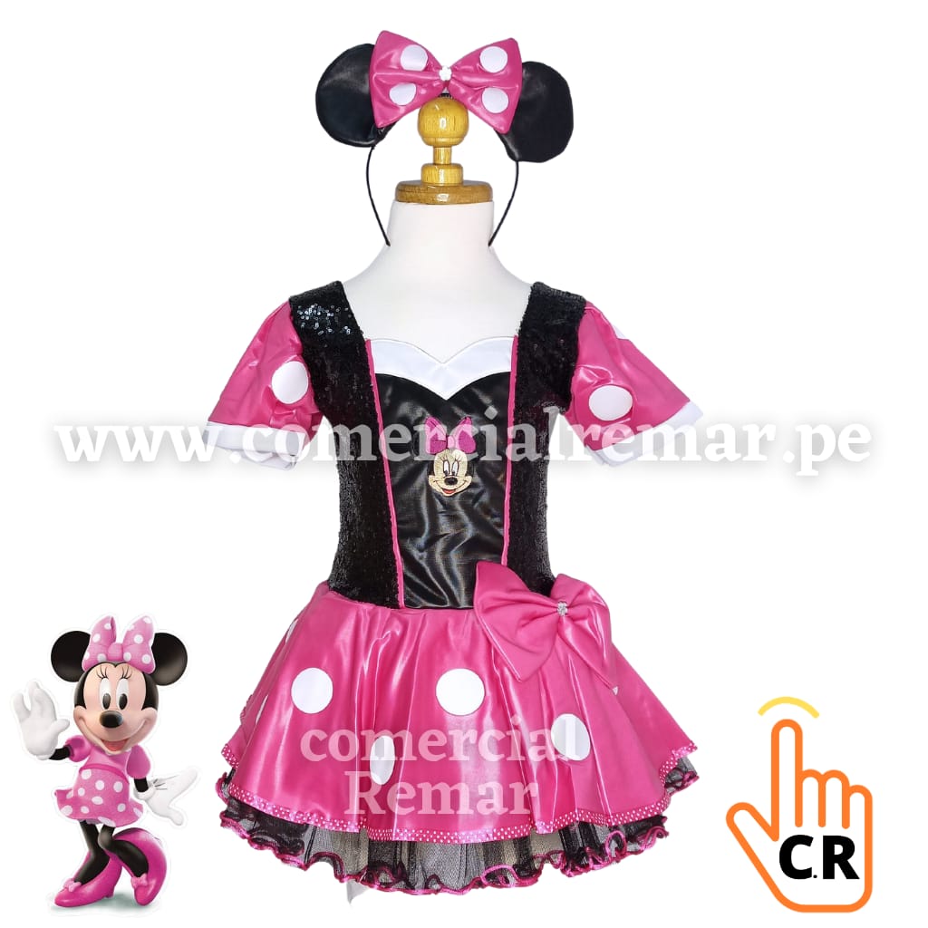 Disfraz Minnie Rosado Polinam Vestido para Niñas – Comercial REMAR