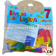 Cargar imagen en el visor de la galería, Bloques Lógicos Delgados N°7 Bolsa de 48 Piezas