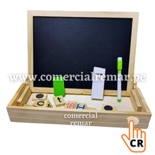Cargar imagen en el visor de la galería, Pizarra Magnética Didáctica 2 en 1 con Fichas de Madera y Accesorios