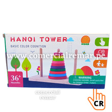 Cargar imagen en el visor de la galería, Torre de Hanoi de Madera Aros Apilables