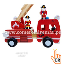 Cargar imagen en el visor de la galería, Carro Bombero de Madera Juego Didáctico