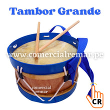Cargar imagen en el visor de la galería, Tambor de Madera Grande 20x20x13cm con Baquetas