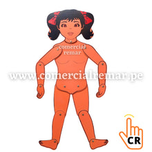 Cargar imagen en el visor de la galería, Niña de Madera Partes del Cuerpo con Movimiento Juego Didáctico