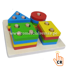 Cargar imagen en el visor de la galería, Plantado x 4 figuras geométricas para encajar didáctico de madera