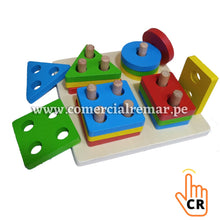 Cargar imagen en el visor de la galería, Plantado x 4 figuras geométricas para encajar didáctico de madera