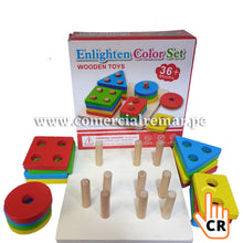 Cargar imagen en el visor de la galería, Plantado x 4 figuras geométricas para encajar didáctico de madera