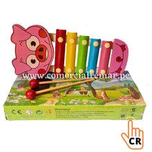Cargar imagen en el visor de la galería, Xilófono de Animales 5 Notas Instrumento para Niños - CERDITO