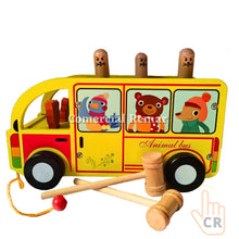 Cargar imagen en el visor de la galería, Bus Carro Didáctico de Madera con Arrastre y Juego del Martillo