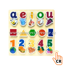 Cargar imagen en el visor de la galería, Rompecabezas de Vocales Números y Figuras Geométricas Alto Relieve Encaje