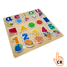 Cargar imagen en el visor de la galería, Rompecabezas de Vocales Números y Figuras Geométricas Alto Relieve Encaje