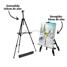 Cargar imagen en el visor de la galería, Caballete de Aluminio Trípode Portátil Regulable para Pizarra o Cuadro
