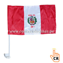 Cargar imagen en el visor de la galería, Banderas de Perú para Carro de Tela Raso Con o Sin Escudo (PAR)
