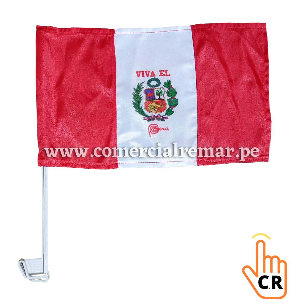 Banderas de Perú para Carro de Tela Raso Con o Sin Escudo (PAR)