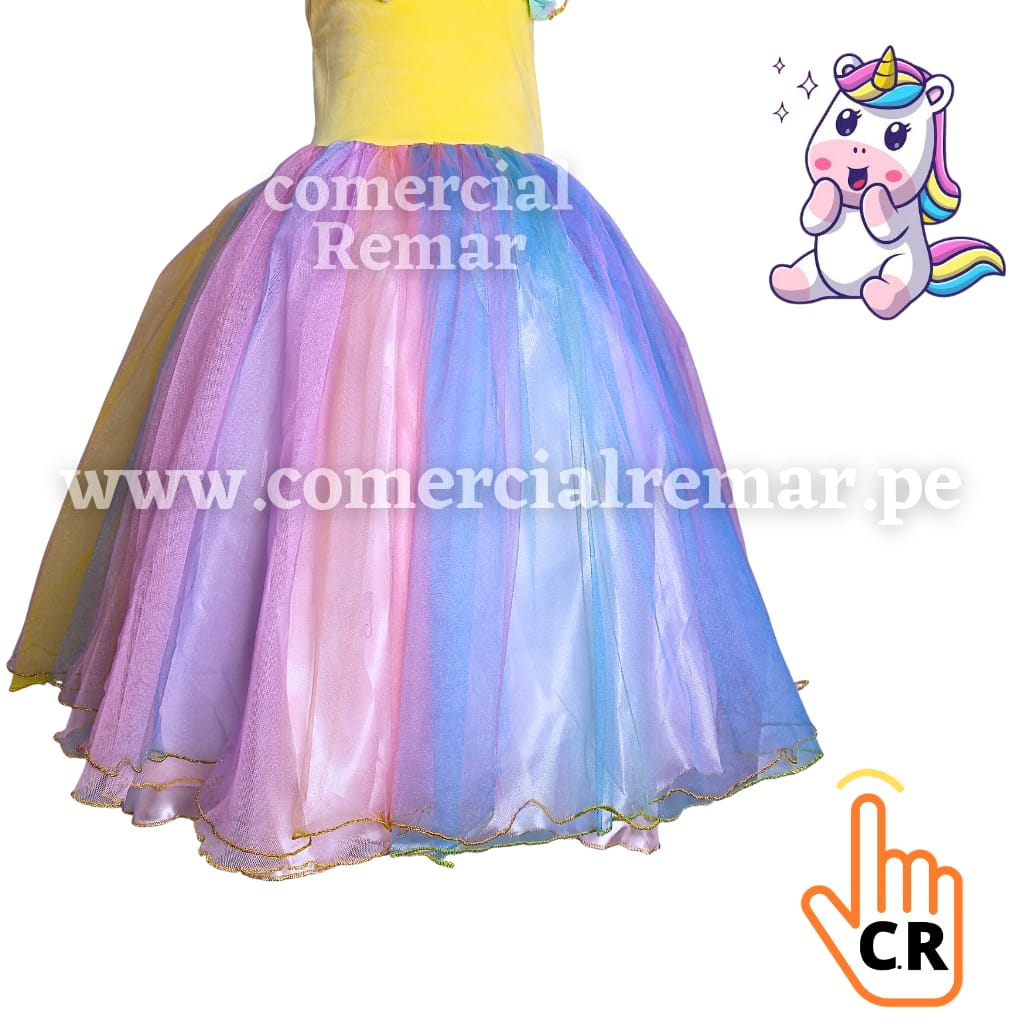 Disfraz de Unicornio Multicolor con tutú para niña