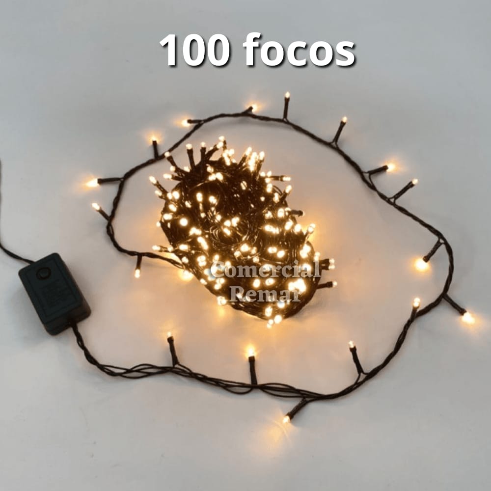 Luces de Navidad Lineales 100 Focos Cable Verde Musicales