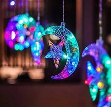 Cargar imagen en el visor de la galería, Luces Cascada Media Luna con Estrella Figuras Gruesas Navidad
