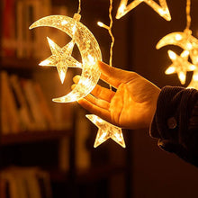 Cargar imagen en el visor de la galería, Luces Cascada Media Luna con Estrella Figuras Gruesas Navidad
