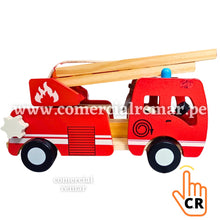 Cargar imagen en el visor de la galería, Carro Bombero de Madera Juego Didáctico

