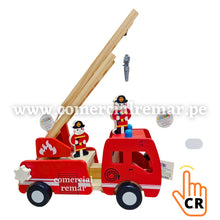 Cargar imagen en el visor de la galería, Carro Bombero de Madera Juego Didáctico
