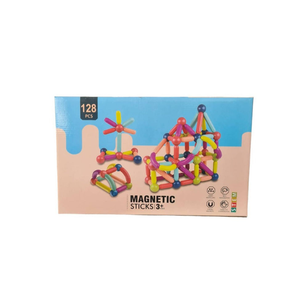Bloques Magnéticos De Construcción 128 Piezas - Juguete Educativo Para Niños +3 Años, Fomenta Creatividad
