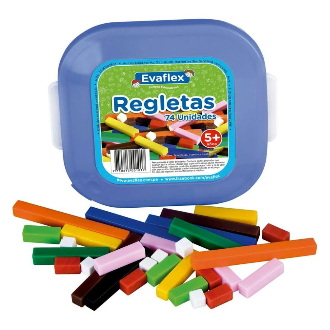 Regletas Evaflex 74 piezas Juego Didáctico Matemático