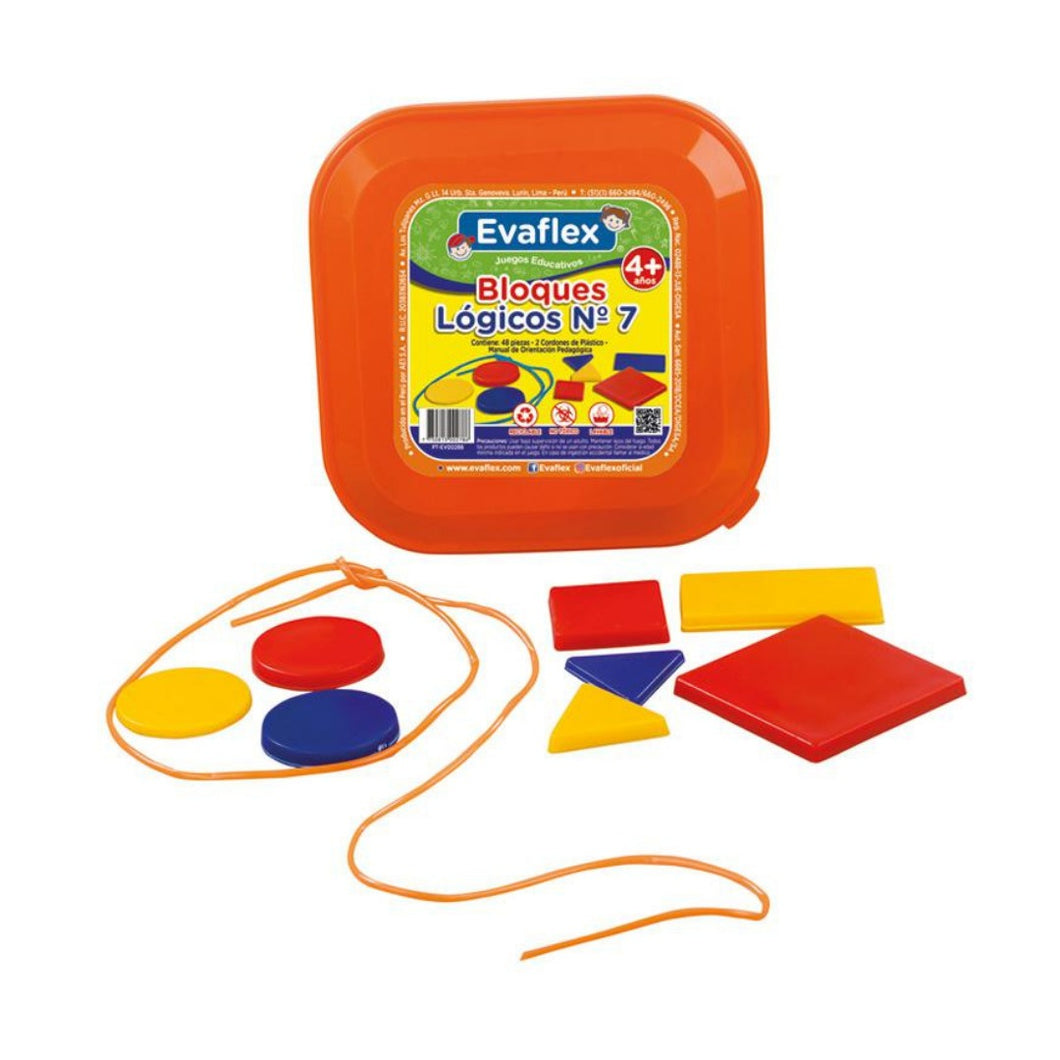 Bloques Lógicos N°7 Evaflex 48 piezas con Pasado Juego Didáctico