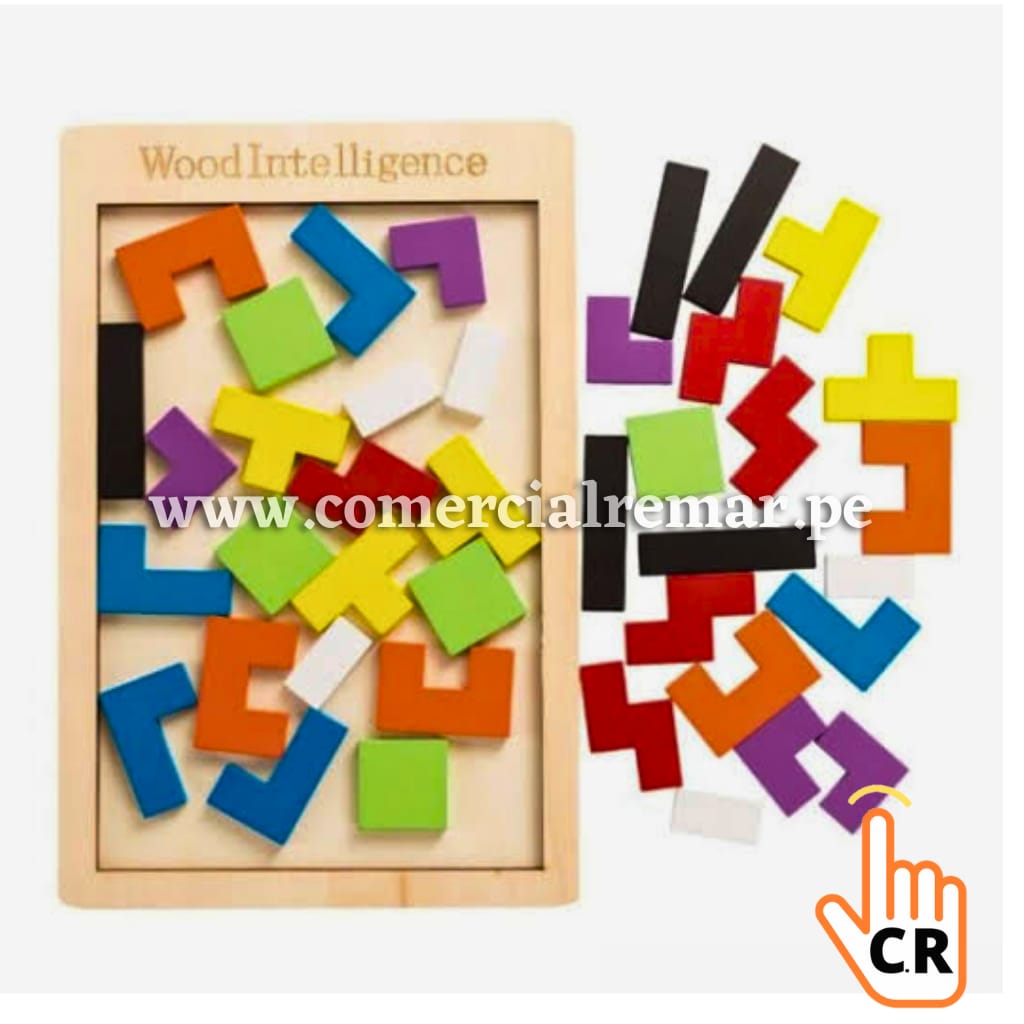 Juego de Tetris de madera juguete educativo puzle rompecabezas de juguete para niños, Tangram de Juego de Tetris de madera juguete educativo puzle rompecabezas de juguete para niños, Tangram de